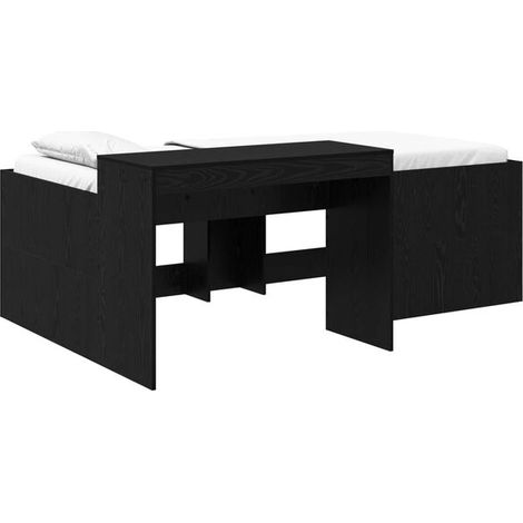Lit haut avec bureau pour enfant, noir, 75 x 190 cm (1/5)