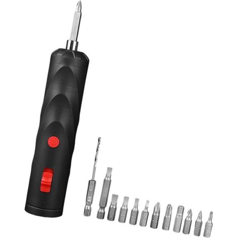 Ensemble de tournevis électrique miniature avec batterie de 800 mAh et 12 accessoires - Outil à main ergonomique pour espaces restreints - Petite perceuse mobile (1/4)