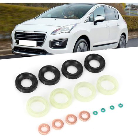 16-teiliger Dichtungssatz für 1.6 HDI Diesel-Einspritzdüsen, Ersatz-Dichtscheiben für Einspritzdüsen, kompatibel mit Citroën und Peugeot, universelles Zubehör für Einspritzdüsenöl