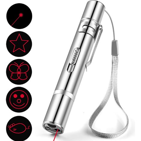 Pointeur Laser Pour Chats - 4 Modes (Laser Rouge UV Lampe Blanche) - Rechargeable USB - Clip Poche - Jouet Interactif pour Chats Intérieurs - 1 Pièce (1/5)