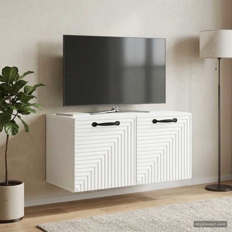 vidaXL Meuble TV mural Blanc 59,5 x 31 x 30 cm Bois d'ingénierie (1/5)