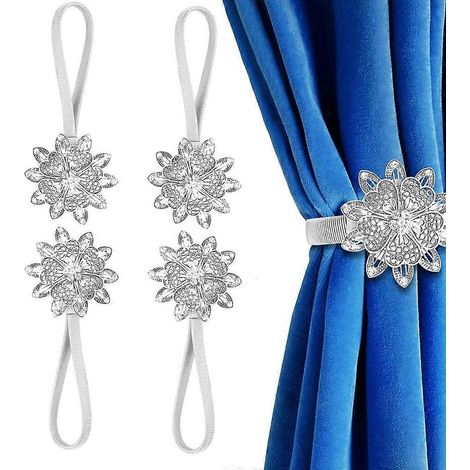 Accessoires de fenêtre élégants, embrasses magnétiques en forme de fleur de cristal, fermeture magnétique flexible et résistante, adaptées à différents styles de rideaux, sans (1/5)