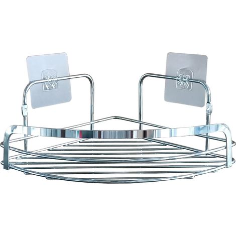 Panier de Douche d'angle (22,8 x 29,8 x 10 cm) Filaire Chrome, Métal (1/4)