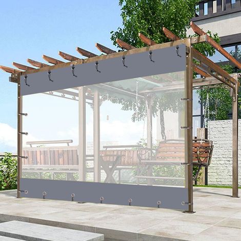 Rideaux en PVC Transparent 3x2m pour Extérieur - Imperméable, Résistant au Vent et UV pour Pergola, Véranda, Terrasse (Gris, 3 x 2 m) (1/5)