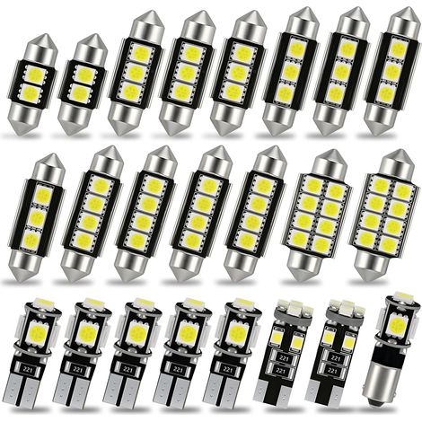 23pcs Car LED Bulbs 12V 6500K, T10 W5W C5W Indoor Canbus Plate (1/5)