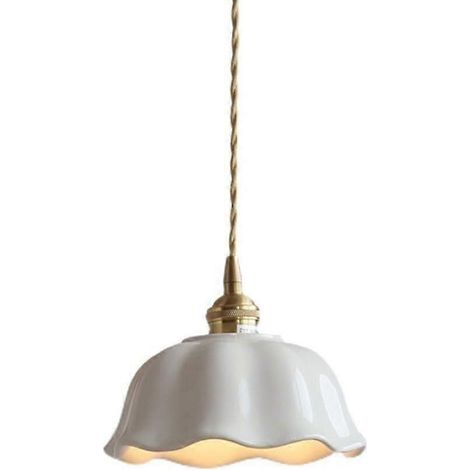 Lustre moderne nordique créatif en céramique blanche en forme de fleur, suspension réglable en hauteur pour cuisine (1/5)