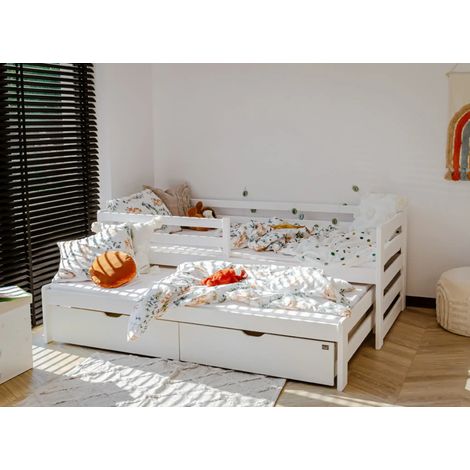 Letto 90x200 con rete a scomparsa e cassetti Jordan White (1/5)
