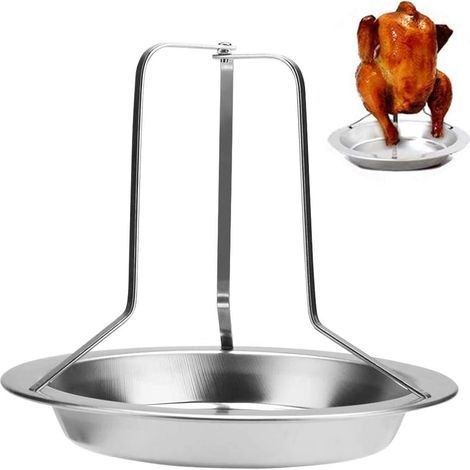 1 ensemble de support de Rôtissoire de poulet vertical en acier inoxydable Cônette de bière support vertical de poulet de Rôtissoire avec lèchefrite pour four- (1/5)