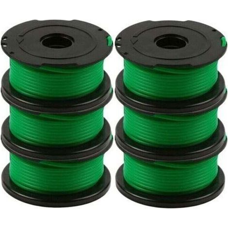 Lot de 6 bobines de fil pour débroussailleuse Black and Decker GL7033, GL8033, GL9035, 6 m, (1/4)