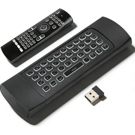 Air Mouse, Clavier Complet Rétroéclairé sans Fil 2,4 G, Télécommande Smart TV, Poignée de Jeu avec Détection de Mouvement, pour Android TV Box HTPC PC Portable (1/5)