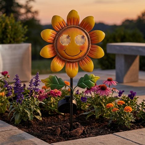 Smilin' Sunflower Solar Garden Stake Light (1/2)