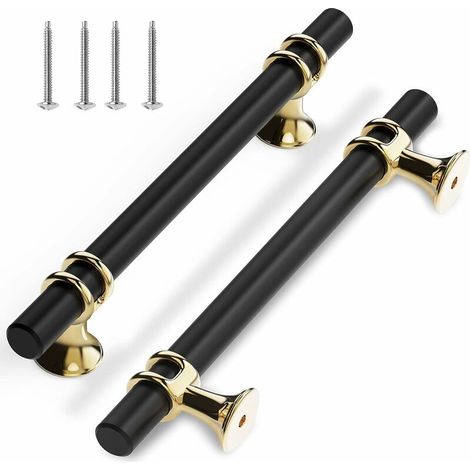 Poignée Bouton de Porte， Lot de 2 Poignee de Meuble Cuisine, 128mm T Bar Bâton Cuisine Armoire Porte Poignées Placard Tiroir Chambre Meubles Tirer (1/5)
