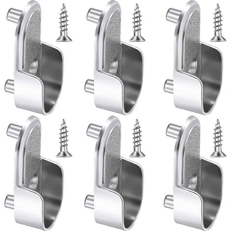 6 supports ovales pour tringle de penderie, en maillechort, avec bride de 15 mm. (1/5)