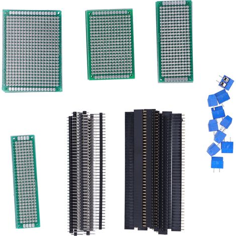 Kit de plaques PCB double face avec bornier à vis et connecteur à broches pour débutants en soudure électronique (1/5)
