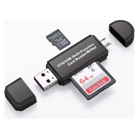 Adaptateur de carte SD USB et lecteur USB 2.0 vers SD Appareil OTG pour SDXC, SDHC, SD, MMC, RS-MMC, Micro SDXC, Micro SD, carte Micro SDHC, prise en charge de la carte UHS-I (1/5)