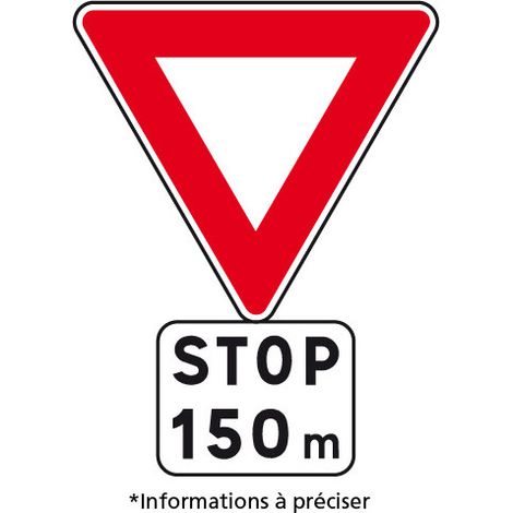 PANNEAU TRIANGLE ROUTIER ET PANONCEAU - SIGNAL AVANCÉ AB5 (Ab5) - Pour triangle de 500 x 500 mm