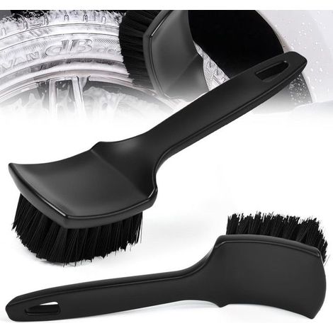 Lot de 2 Brosse de Nettoyage de Roue de Voiture Outil de Lavage de Brosse de Pneu de Voiture, avec Manche Antidérapant, Brosses (1/5)