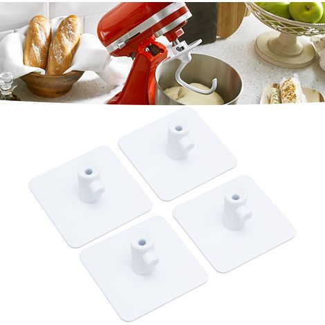 Porte-accessoires à Fixation Verticale Quadratique Blanc - Support pour Kitchen Utensils Mixer Type ABS, 4x Blocs de Montage Légers (5x5x3cm) (1/5)