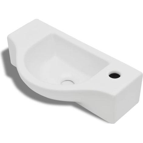 Vasque à trou pour robinet céramique Blanc pour salle de bain (1/5)