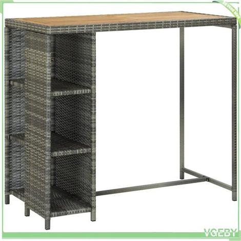 Ensemble de bar de jardin - FAFEICY - 3064921 - Résine tressée gris - 5 pcs (1 table + 4 tabourets) - Coussins amovibles (1/5)