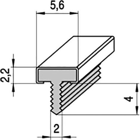FBS perfil ''t'' caleta 5,6mm 3m. plata mate (caja 10) , 0TIRA