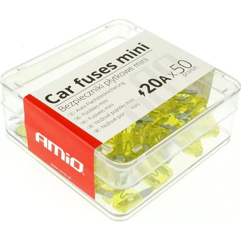 Mini-Flachsicherungen für Autos, 50 Stück, 20A, amio-02221