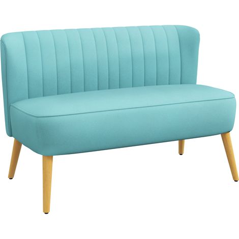 Sofa Retrodesign 2-Sitzer-Sofa, Holzbeine, 117 cm x 56,5 cm x 77 cm, Grün