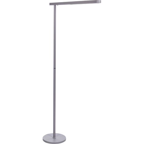 Lámpara de pie LED de metal plateado 186 cm altura interruptor oficina Perseus