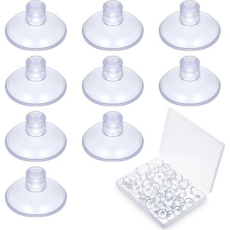 Lot de 60 ventouses transparentes - 20 mm - PVC souple - Adhérence forte sans crochets - Pour tables verre et bureaux - Transparent (1/5)