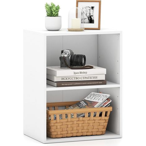 COSTWAY Mobile Angolare Porta Libri Cubi Da Parete Libreria 2 Cubi Ripiani Scaffale Livelli Piani Scomparti Legno Bianca Nera Industriale Aperta Bassa Divisor (1/5)