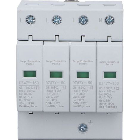 Dispositif de protection contre les surtensions pour maison, parafoudre de tension PC ignifuge 150KA pour boîte de distribution 385V 4P. (1/5)