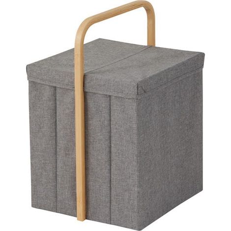 Showerdrape Cotswold Grey & Bamboo Single Laundry Hamper with Lid (1/5)