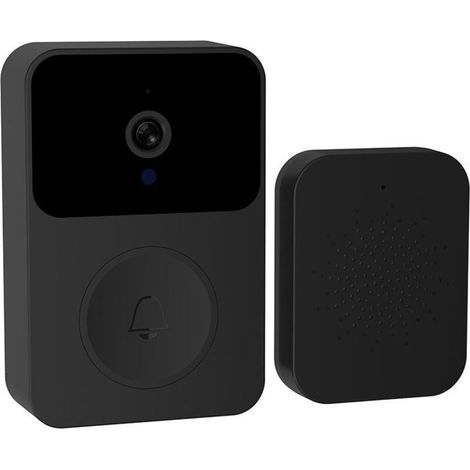 Sonnette vidéo sans fil - Interphone vidéo sans fil - Étanche pour l'extérieur - Batterie haute capacité Wi-Fi 2,4 GHz (Noir) (1/4)