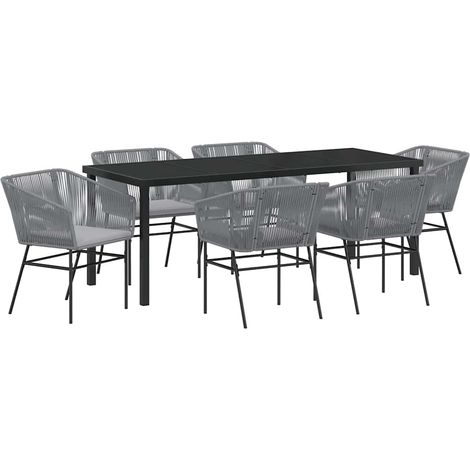 Maison Exclusive - Set da Pranzo per Giardino con cuscino 7 pcs Grigio