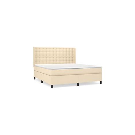 Sommier à lattes de lit avec matelas Crème 180x200 Tissu (1/5)