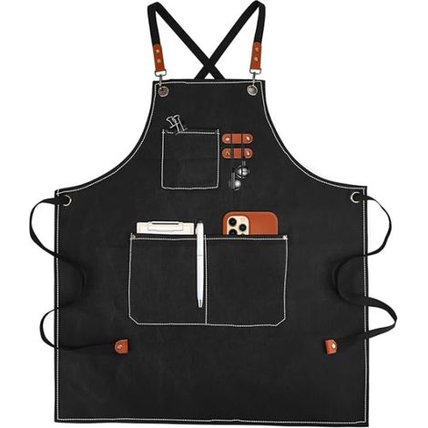 Tablier en toile pour homme avec poches, sangle réglable et grandes poches, tablier de cuisine pour la cuisine, la pâtisserie et les chefs (1/5)