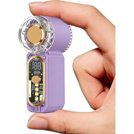 Mini ventilatore portatile，ventilatore personale ricaricabile tramite USB-C，piccolo ventilatore rinfrescante da viaggio (viola) (1/5)