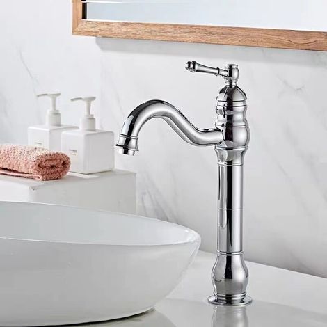 Lntyq Robinet Lavabo Haut Rotatif à 360 °Mitigeur Lavabo pour Salle De Bain et Lavabo Robinet Salle Bain Robinet de Levier Monotrou Vasque, Chromé，30cm