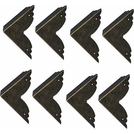 8 pièces Vintage Protecteur Décoratif d'angle en Fer protecteurs d'angle en métal pour Meubles De Protection d'angle De Meuble en Bronze pour Meuble et Boîte en Bois Coffret à Bijoux Bronze 707020mm,V