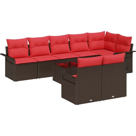 Maison Exclusive - Gartensofa-set mit Speicher 9 pcs Braun Poly-R