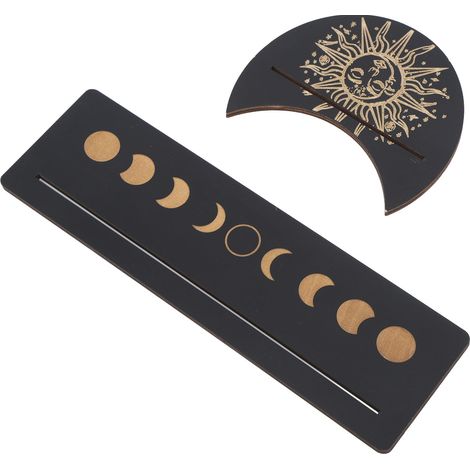 Support de cartes de tarot en bois, en forme de lune et rectangulaire, base noire type B (1/5)