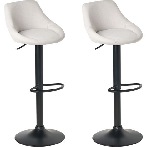 Conjunto de 2 sillas de bar giratorias contemporáneas asiento de tela patas revestimiento de polvo negro ajustables gris claro Medulin (1/5)