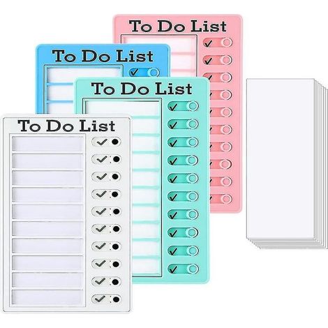 Online Store - Lot de 4 tableaux blancs effaçables à sec pour listes de tâches, avec 10 feuilles de papier effaçables à sec. (1/5)
