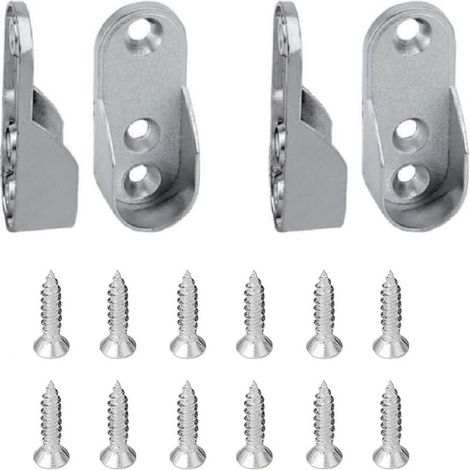 Lot de 4 supports ovales pour tringle à vêtements, support en alliage de zinc, support pour tringle ovale de 45 × 19,5 mm (3 trous de fixation) (1/4)