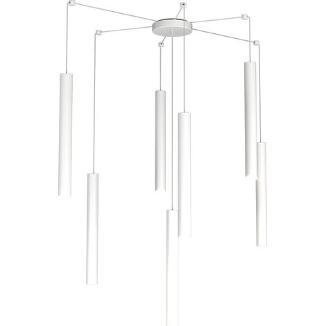 Sospensione Moderna Round Tube Metallo Bianco 7 Luci Gu10 (1/4)
