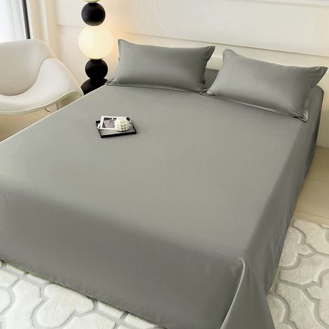 3-teiliges Bettwäsche-Set aus weicher Baumwolle – Minimalistischer Instagram-Stil – Bettbezug 220x230 cm + 2 Kissenbezüge – Einfarbige Bettwäsche für Schlafzimmer und Wohnheim (Grau)-lsw