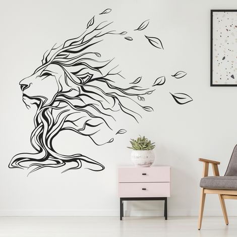 Sticker Mural - Lion - 57x63 cm - Noir (1/3)