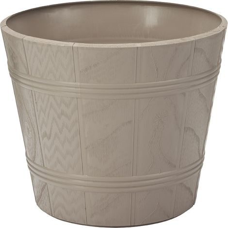 FORM-KUNSTSTOFF grau-beige holzähnlicher Blumentopf 2
