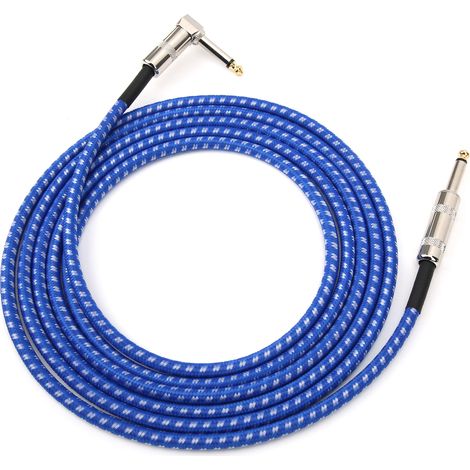 Câble Audio Guitare 6,35mm Réduction Bruit Connexion Instrument Musique 3 Mètres Bleu et Blanc Filaire Micro (1/5)