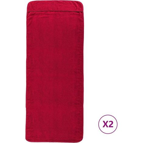 Ensemble de deux serviettes de plage bordeaux, 60x135 cm, tissu 400 g/m². (1/5)